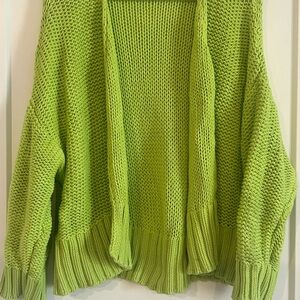 Aerie Bright Green Open-Front Cardigan